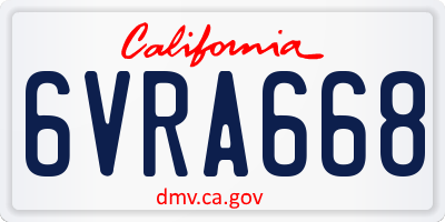 CA license plate 6VRA668