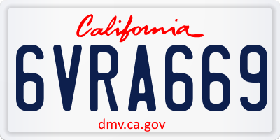 CA license plate 6VRA669