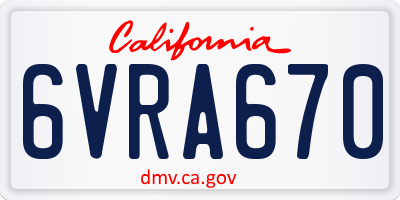 CA license plate 6VRA670