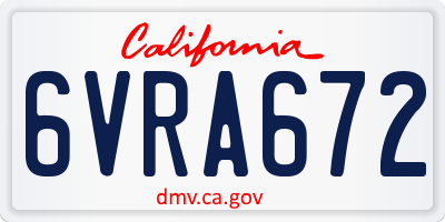CA license plate 6VRA672