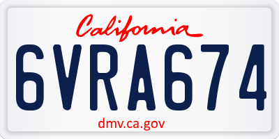 CA license plate 6VRA674