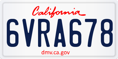 CA license plate 6VRA678