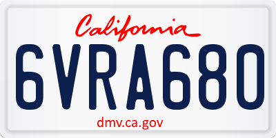 CA license plate 6VRA680
