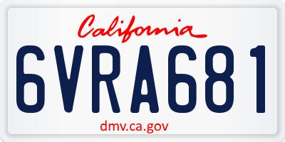 CA license plate 6VRA681