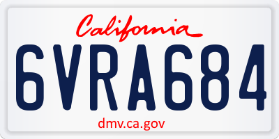 CA license plate 6VRA684