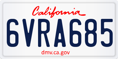 CA license plate 6VRA685