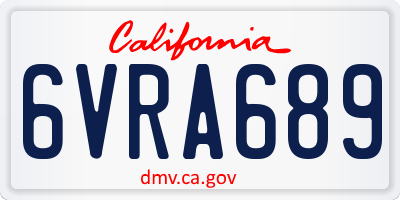 CA license plate 6VRA689