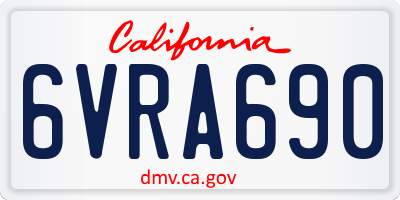 CA license plate 6VRA690
