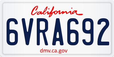 CA license plate 6VRA692