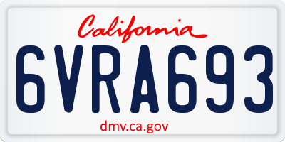 CA license plate 6VRA693