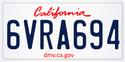 CA license plate 6VRA694