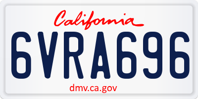 CA license plate 6VRA696