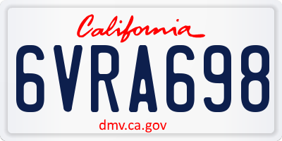 CA license plate 6VRA698