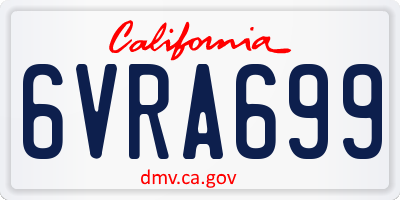 CA license plate 6VRA699