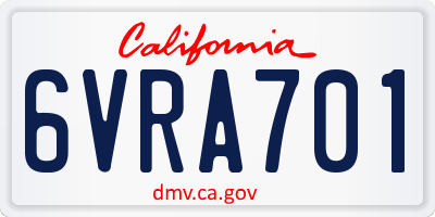 CA license plate 6VRA701