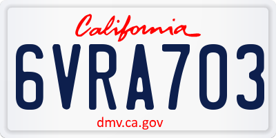 CA license plate 6VRA703