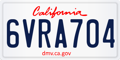 CA license plate 6VRA704