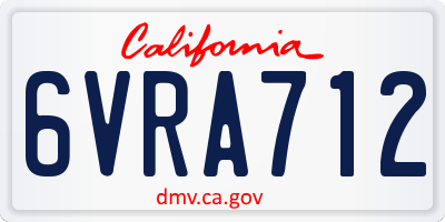 CA license plate 6VRA712
