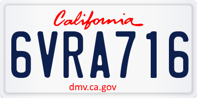 CA license plate 6VRA716