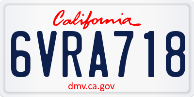 CA license plate 6VRA718