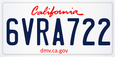 CA license plate 6VRA722