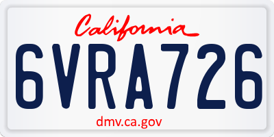 CA license plate 6VRA726