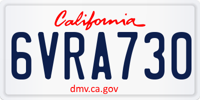 CA license plate 6VRA730