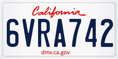 CA license plate 6VRA742
