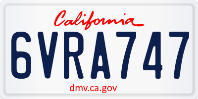 CA license plate 6VRA747