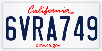CA license plate 6VRA749