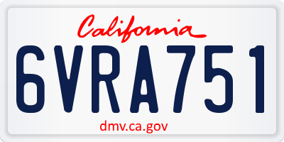 CA license plate 6VRA751