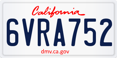 CA license plate 6VRA752