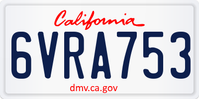 CA license plate 6VRA753