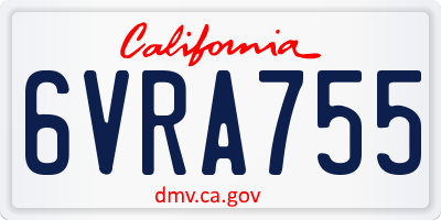 CA license plate 6VRA755