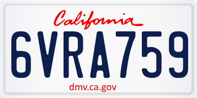 CA license plate 6VRA759