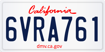 CA license plate 6VRA761