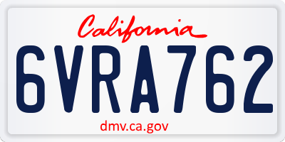 CA license plate 6VRA762