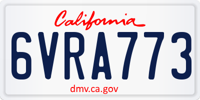 CA license plate 6VRA773