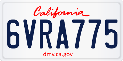CA license plate 6VRA775