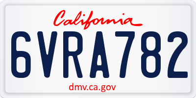 CA license plate 6VRA782