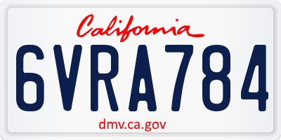 CA license plate 6VRA784