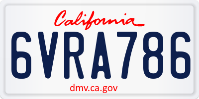 CA license plate 6VRA786