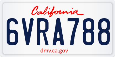 CA license plate 6VRA788