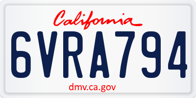 CA license plate 6VRA794