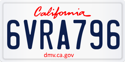 CA license plate 6VRA796