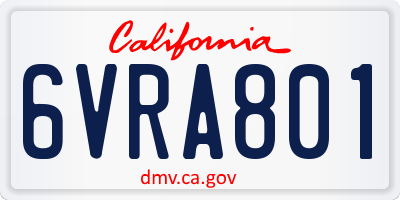 CA license plate 6VRA801