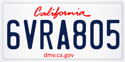 CA license plate 6VRA805