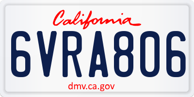 CA license plate 6VRA806
