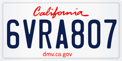 CA license plate 6VRA807