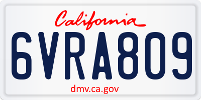 CA license plate 6VRA809